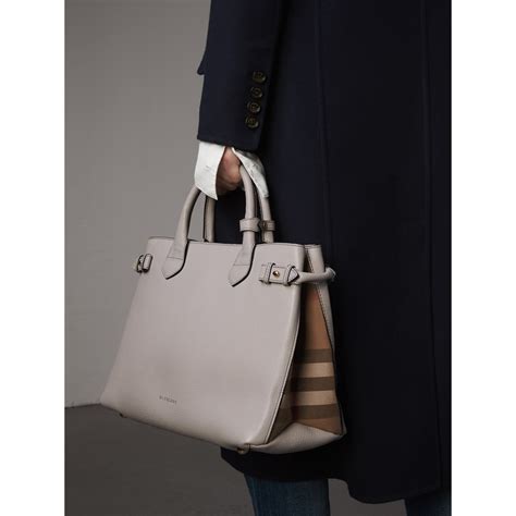 The banner leather tote Burberry Grey in Leather 